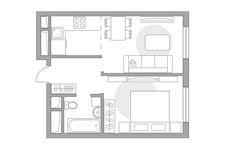 Планировка 2-комнатной квартиры, 35,5 м2