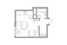 Планировка квартиры студии, 26,28 м2