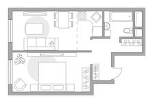 Планировка 2-комнатной квартиры, 41,88 м2
