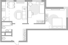 Планировка 3-комнатной квартиры, 58,23 м2