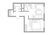 Планировка 2-комнатной квартиры, 38,1 м2