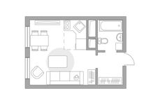 Планировка квартиры студии, 23,34 м2