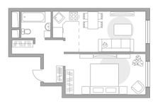 Планировка 2-комнатной квартиры, 41,88 м2