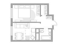 Планировка 2-комнатной квартиры, 32,5 м2