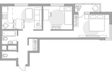 Планировка 3-комнатной квартиры, 54,13 м2