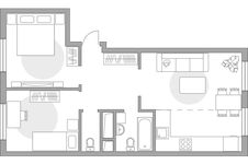 Планировка 3-комнатной квартиры, 56,49 м2