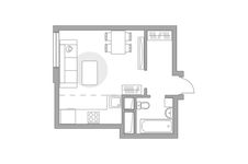 Планировка квартиры студии, 26,28 м2
