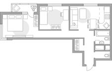 Планировка 3-комнатной квартиры, 54,13 м2