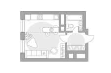 Планировка квартиры студии, 25,98 м2