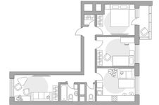Планировка 3-комнатной квартиры, 64,8 м2