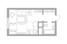 Планировка квартиры студии, 24,4 м2
