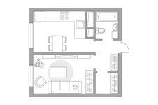 Планировка 1-комнатной квартиры, 32,19 м2
