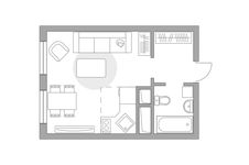 Планировка квартиры студии, 23,34 м2