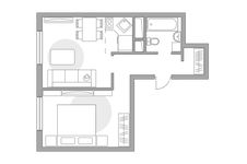 Планировка 2-комнатной квартиры, 38,1 м2
