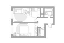 Планировка 2-комнатной квартиры, 39,5 м2