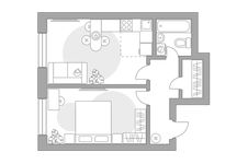 Планировка 2-комнатной квартиры, 45,46 м2