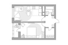 Планировка 2-комнатной квартиры, 45,33 м2