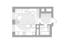 Планировка квартиры студии, 25,98 м2