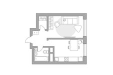 Планировка 1-комнатной квартиры, 32,5 м2