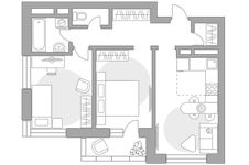 Планировка 3-комнатной квартиры, 52,41 м2