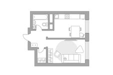 Планировка 1-комнатной квартиры, 32,5 м2