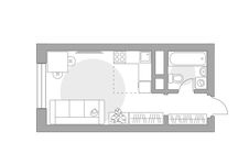 Планировка квартиры студии, 21,44 м2