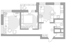Планировка 3-комнатной квартиры, 58,49 м2