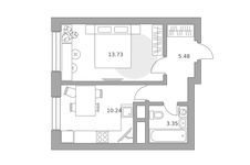 Планировка  1-комнатной квартиры, 32 м2
