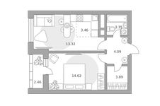 Планировка  2-комнатной квартиры, 45 м2