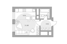 Планировка квартиры студии, 25 м2