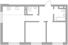 Планировка 3-комнатной квартиры, 54,78 м2