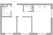 Планировка 3-комнатной квартиры, 55,94 м2