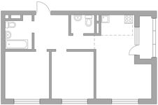 Планировка 3-комнатной квартиры, 54,61 м2