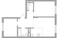 Планировка 3-комнатной квартиры, 57,64 м2