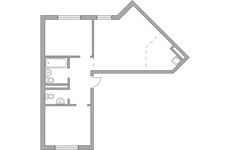 Планировка 3-комнатной квартиры, 57,55 м2