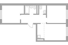 Планировка 3-комнатной квартиры, 51,96 м2