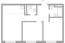 Планировка 3-комнатной квартиры, 54,79 м2