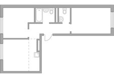 Планировка 3-комнатной квартиры, 49,54 м2