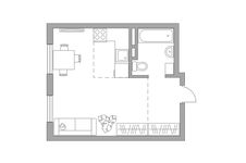 Планировка квартиры студии, 26,57 м2