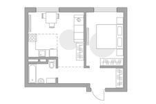 Планировка 2-комнатной квартиры, 39,05 м2