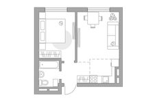 Планировка 2-комнатной квартиры, 35,9 м2