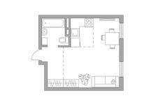 Планировка квартиры студии, 29,53 м2