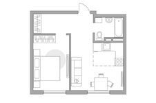 Планировка 2-комнатной квартиры, 39,43 м2