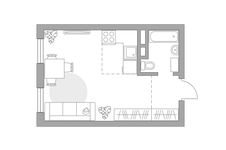 Планировка квартиры студии, 29,43 м2