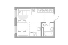 Планировка квартиры студии, 25,23 м2