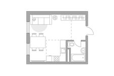 Планировка квартиры студии, 28,07 м2