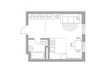 Планировка квартиры студии, 27,88 м2