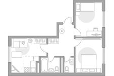 Планировка 3-комнатной квартиры, 50,03 м2