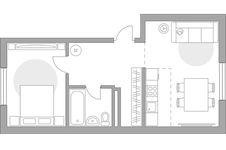 Планировка 2-комнатной квартиры, 42,91 м2