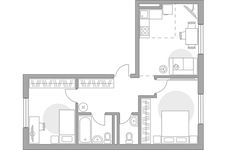 Планировка 3-комнатной квартиры, 54,51 м2
